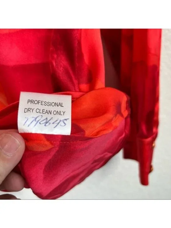 St John Spring 04 Silk Ruffle Button Front Blouse - Picture 9 of 10